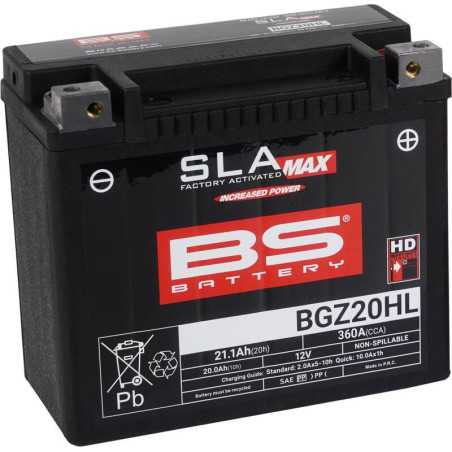 Batterie BS BATTERY SLA Max sans entretien activée usine - BGZ20HL pour CAN-AM, YAMAHA, KYMCO et POLARIS de 1992 à 2022
