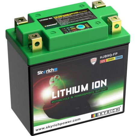 Batterie SKYRICH Lithium-Ion - LIB9 pour APRILIA ETX 125, GILERA SP 01 125, DAELIM VS 125 et SUZUKI LT-F 160 QUADRUNNER 2WD