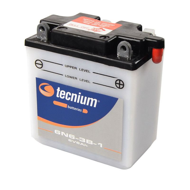 Batterie TECNIUM conventionnelle avec pack acide - 6N6-3B-1 pour YAMAHA XT 250, XT 500 et KAWASAKI KE 100 de 1982 à 1996