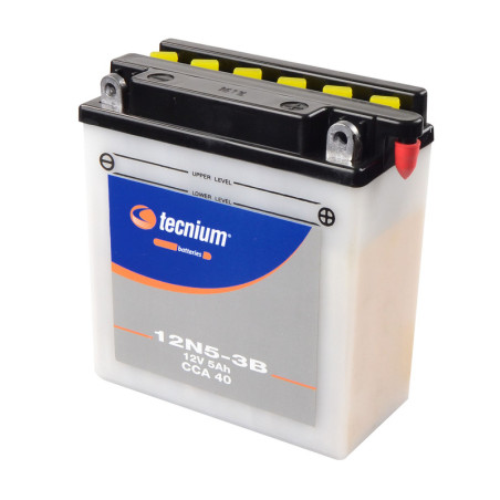TECNIUM Battery Conventional with Acid Pack - 12N5.5-3B for APRILIA, KAWASAKI, YAMAHA and GILERA 1972-2013