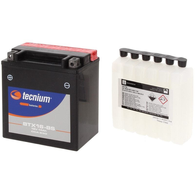 TECNIUM Battery Maintenance Free with Acid Pack - BTX16-BS for SUZUKI LT-A 500 VINSON AUTOMATIC 4WD, LT-F 500 QUADRUNNER 4WD TECNIUM Battery Maintenance Free with Acid Pack - BTX16-BS for SUZUKI LT-A 500 VINSON AUTOMATIC 4WD, LT-F 500 QUADRUNNER 4WD