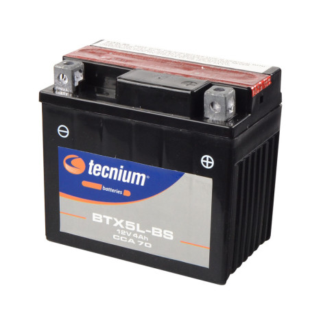 TECNIUM Wartungsfreie Batterie mit Säurepack - BTX5L-BS für KTM EXC 250, BETA RR 125, POLARIS OUTLAW 50 und HONDA CRF 230
