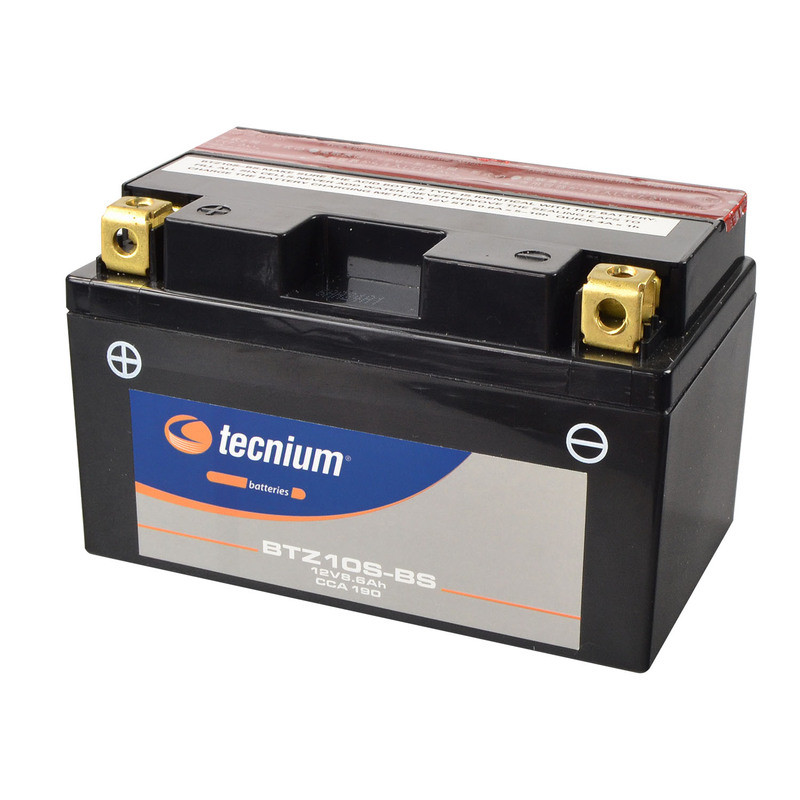 Batterie TECNIUM sans entretien avec pack acide - BTZ10S-BS pour KTM RALLY 660, SXC 625 et YAMAHA YFM 350 RAPTOR 2WD Batterie TECNIUM sans entretien avec pack acide - BTZ10S-BS pour KTM RALLY 660, SXC 625 et YAMAHA YFM 350 RAPTOR 2WD