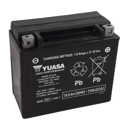 YUASA battery for YAMAHA YFM 700 GRIZZLY EPS 4WD, CAN-AM COMMANDER 800 R EFI DPS, POLARIS SPORTSMAN 850 EPS and KYMCO MXU 700
