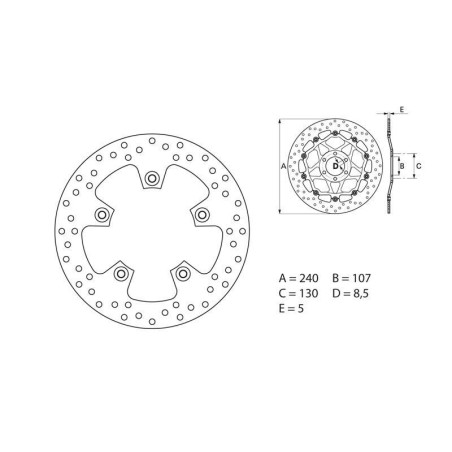 Disco de freno BREMBO Serie Oro redondo fijo para KTM SUPERMOTO 990, HUSQVARNA VITPILEN 701 y GAS GAS ES 700 de 2005 a 2026