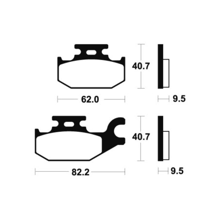Plaquettes de frein TECNIUM MX/Quad métal fritté pour CAN-AM DS 650 et YAMAHA YFM 450 WOLVERINE 4WD de 2000 à 2015