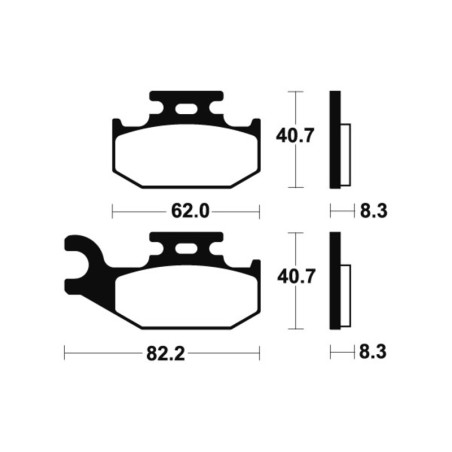 TECNIUM brake pads for SUZUKI LT-A 400 KINGQUAD ASI 4WD, LT-A 750 KINGQUAD AXI 4WD, LT-F 400 KINGQUAD FSI 4WD 2007-2025 - MO336