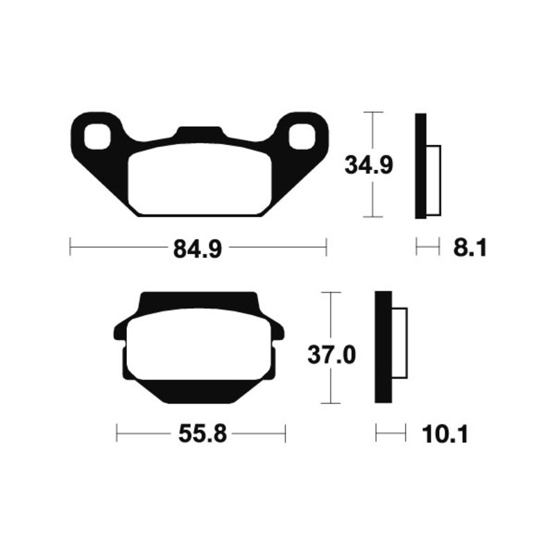 TECNIUM MX/ATV Sintered Metal Brake pads for SUZUKI LT 230, LT 250 QUADRACER 2WD and KAWASAKI KEF 300 LAKOTA 2WD 1985-2000