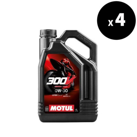 Huile moteur MOTUL 300V Factory Line Road Racing 4T - 0W30 - 4L (x4)