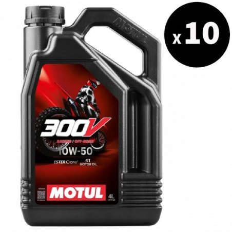 Huile moteur MOTUL 300V Factory Line Off-Road Racing 4T - 10W50 4L (x10)