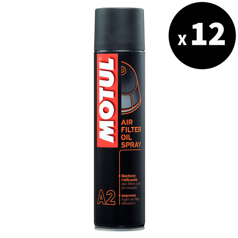 Huile filtre à air MOTUL A2 Air Filter Oil - spray 400ml (x12) Huile filtre à air MOTUL A2 Air Filter Oil - spray 400ml (x12)