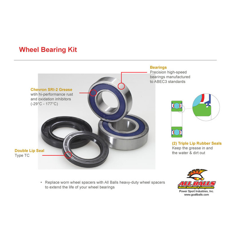 ALL BALLS Federbeinstützlager-Satz vorne für POLARIS SCRAMBLER 400, SCRAMBLER 500, SPORTSMAN 500 6X6 und YAMAHA XT 600 1990-2009