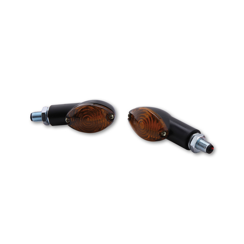 HIGHSIDER smart Cateye Glühlampen Mini-Blinker Gehäuse Schwarz / Linse Rauchgrau (Paar), Vorn & Hinten für KYMCO und YAMAHA