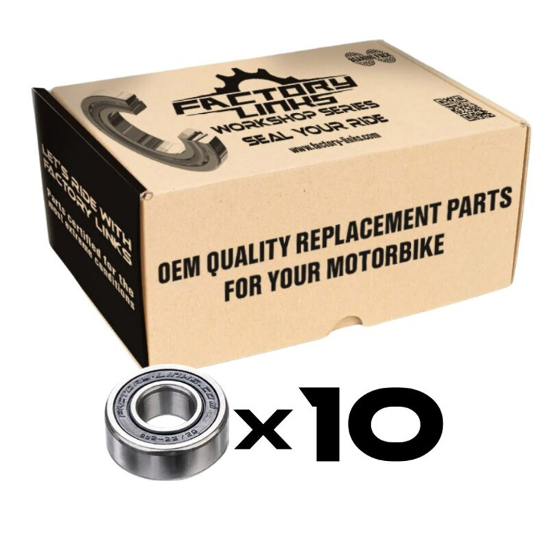 FACTORY LINKS Bearing Pack - 6200 2RS 10x for YAMAHA PW 50, KAWASAKI KLX 110, KX 60 and SUZUKI DRZ 110, RM 60 1988-2027