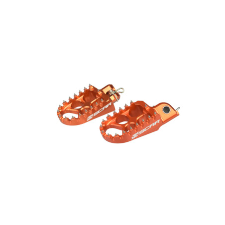 SCAR EVO Foot Pegs Orange for KTM ENDURO 690, FREERIDE E, SX 85 2003-2027