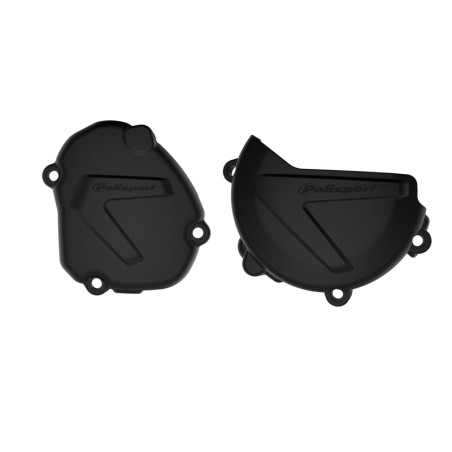 POLISPORT Kupplungs- und Zündungsdeckelschutz Schwarz für YAMAHA YZ 125 und FANTIC XE 125, XX 125 2008-2027