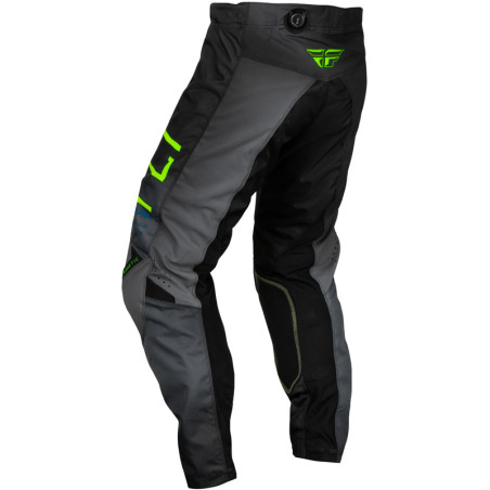 FLY RACING Kinetic Prodigy Youth Pants - Charcoal/Neon Green/True Blue - size 18