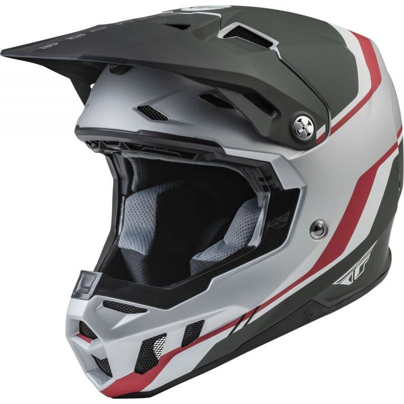 FLY RACING Formula CC Driver Helmet Matte Silver/Red/White FLY RACING Formula CC Driver Helmet Matte Silver/Red/White