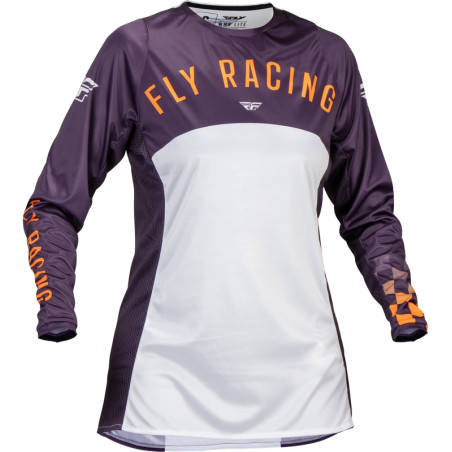 FLY RACING Lite Damen-Jersey - Deep Purple/Weiss/Neon Coral