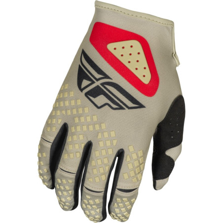 FLY RACING Kinetic SYM Handschuhe- Hellgrau/Rot/Schwarz