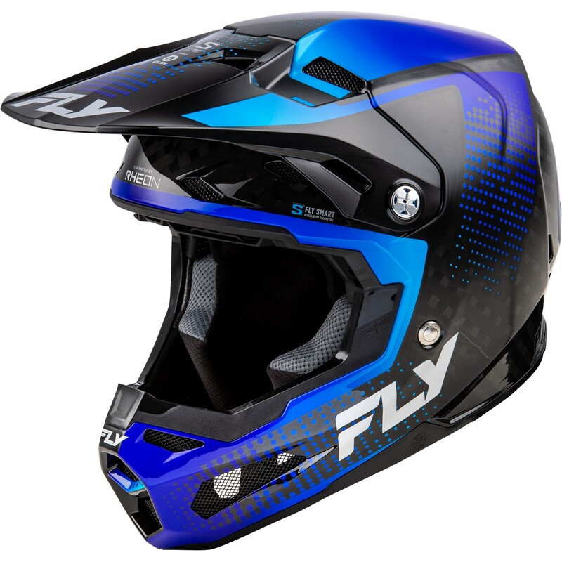 FLY RACING Formula S Carbon Protocol Helm - Schwarz Carbon/Blau - 73-4466