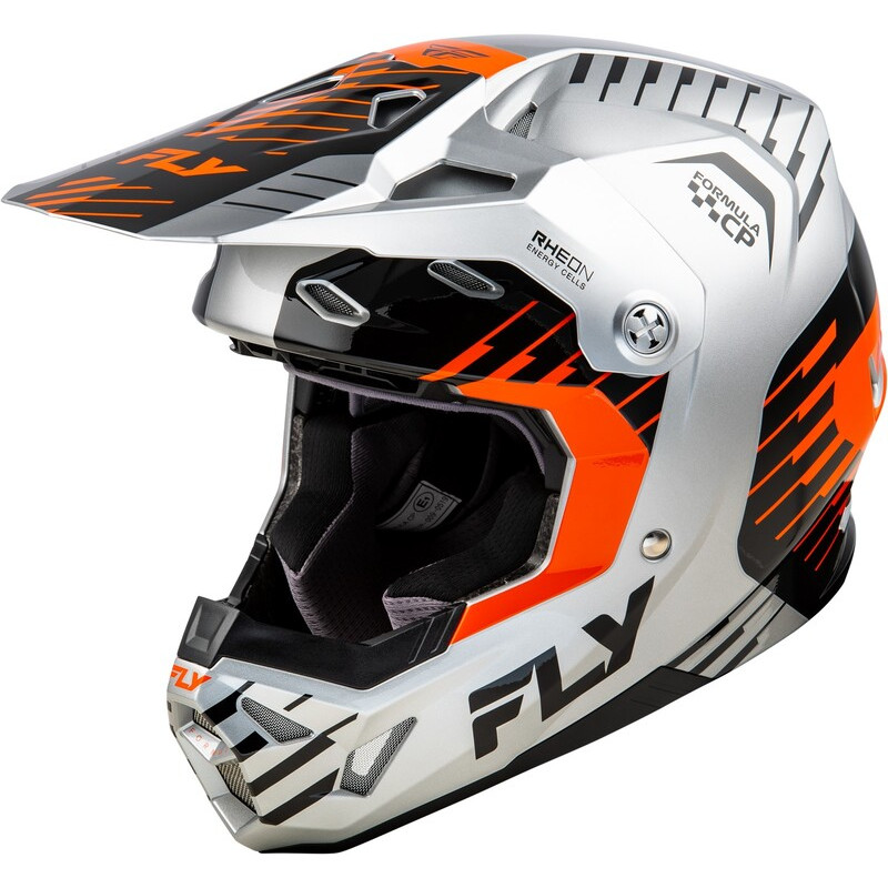 FLY RACING Formula CP Slice Helm - Grau/Orange/Schwarz