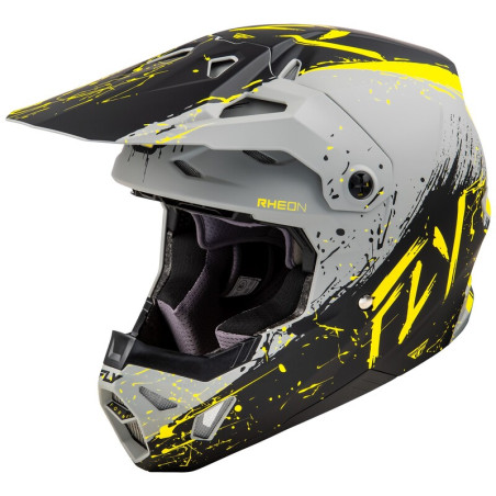 FLY RACING Formula CP Manic Helmet - Matte Grey/Black/Yellow - size XL