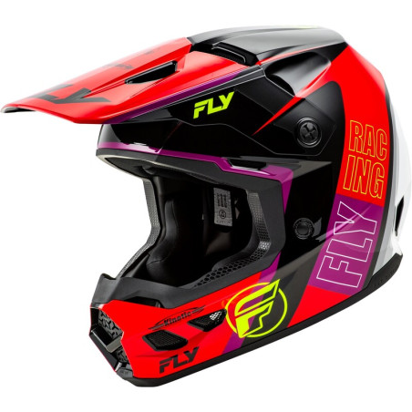FLY RACING Kinetic Rally Helm - Rot/Schwarz/Weiß