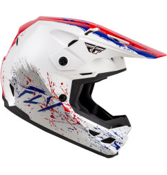 FLY RACING Kinetic Drip Jugend Helm - Rot/Weiß/Blau