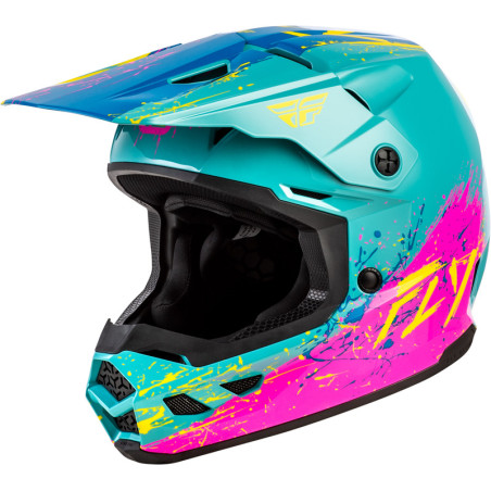 Casco infantil FLY RACING Kinetic Drip - turquesa/rosa/amarillo