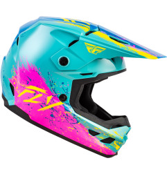 FLY RACING Kinetic Drip Jugend Helm - Turquoise/Rosa/Gelb