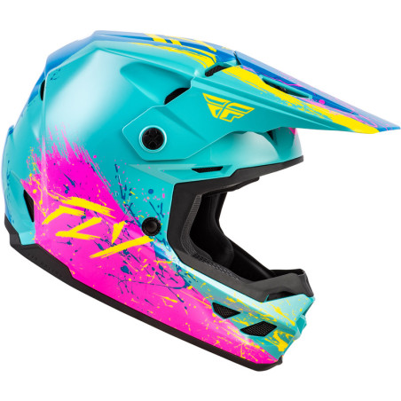 Casco infantil FLY RACING Kinetic Drip - turquesa/rosa/amarillo