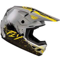 FLY RACING Kinetic Drip Jugend Helm - Grau/Schwarz/Gelb
