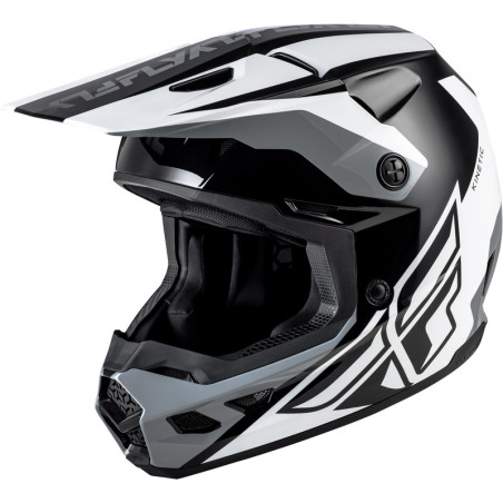 FLY RACING Kinetic Crest Helm - Schwarz/Weiß/Grau