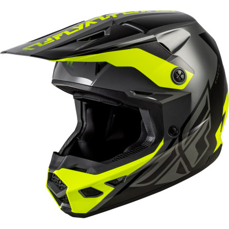 FLY RACING Kinetic Crest Helm - Grau/Schwarz/Neon Gelb