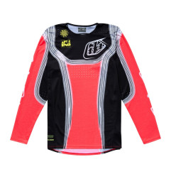 Camiseta TROY LEE DESIGNS SE Pro Stripes - Rojo neón/Negro