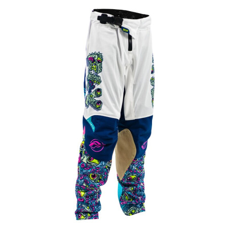 FLY RACING Kinetic Mesh Mutant Jugendhose - Weiß/Blau/Multi