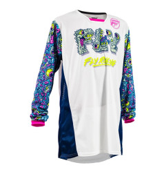 Camiseta infantil FLY RACING Kinetic Mesh Mutant - Blanco / Azul / Multi