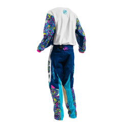 Camiseta infantil FLY RACING Kinetic Mesh Mutant - Blanco / Azul / Multi