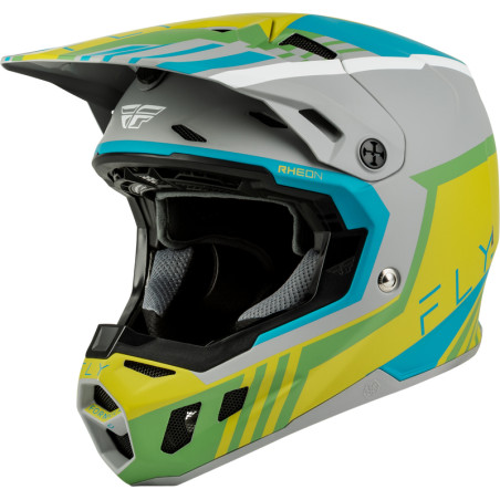 FLY RACING Formula CC Strike Helm - Matte Grau/Grün/Teal