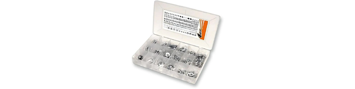 Screws and bolts for motocross, enduro, and trial bikes